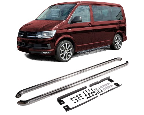 Boční nášlapy Volkswagen Transporter T5/T6/T6.1 dlouhé - stříbrné