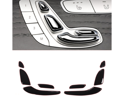 Krytky tlačítek nastavení sedadla Mercedes Benz E W213/S213 (2017-2020) černé