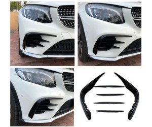 Spoilery do předního nárazníku Mercedes Benz GLC (C253/X253) – černé lesklé (6 ks)