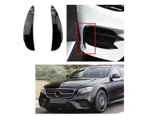 Spoilery do předního nárazníku Mercedes Benz E (W213) černé lesklé (2 ks)