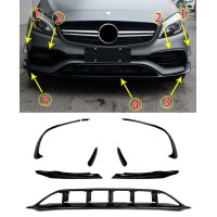 Přední spoilery Mercedes Benz A W176 (2015-2018) černé lesklé (sada) - verze 1