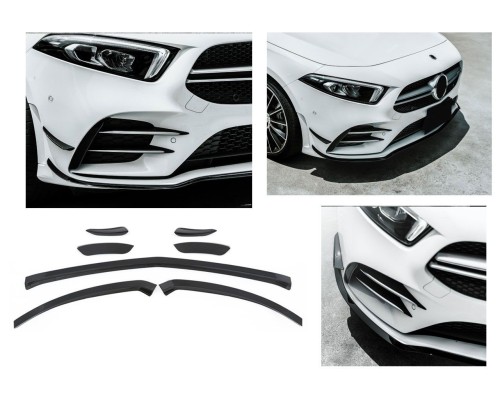 Přední spoilery Mercedes Benz A W177/V177 AMG line černý lesklý (sada 7 ks)