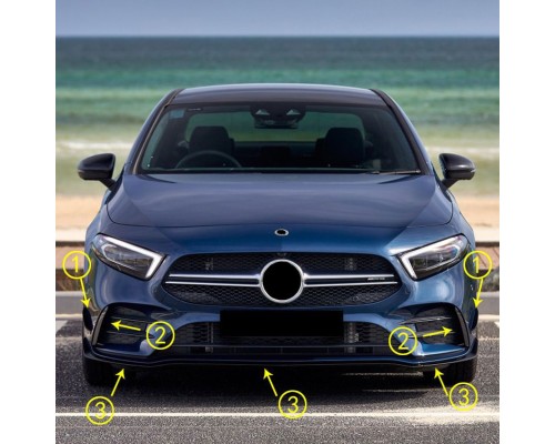 Přední spoilery Mercedes Benz A W177 AMG Line & A35 AMG (sada 7 ks)