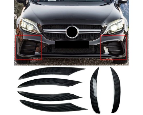 Spoilery do předního nárazníku Mercedes Benz C W205/S205 (2018-2021) - pod světla carbon